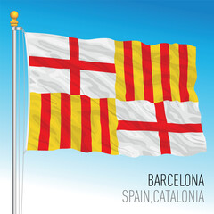 Barcelona city municipal flag, Catalonia, Spain, vector illustration