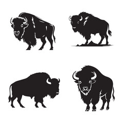Set of bison silhouette characters with vector illustration © designsy24 