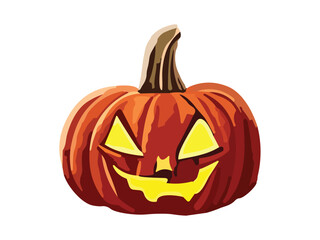 Halloween pumpkin on white background.Orange Pumpkin Jack o Lantern character.Spooky and smiling carved funny face for autumn holiday greeting card vector surprised food drawing cute smile silhouette.
