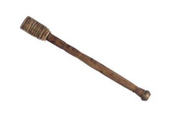 ancient wooden torch isolated on white background