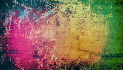 Colorful scratched grunge background, grunge textured background, surface texture with scratches, Generative AI