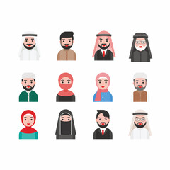 set of muslim avatar vector illustration