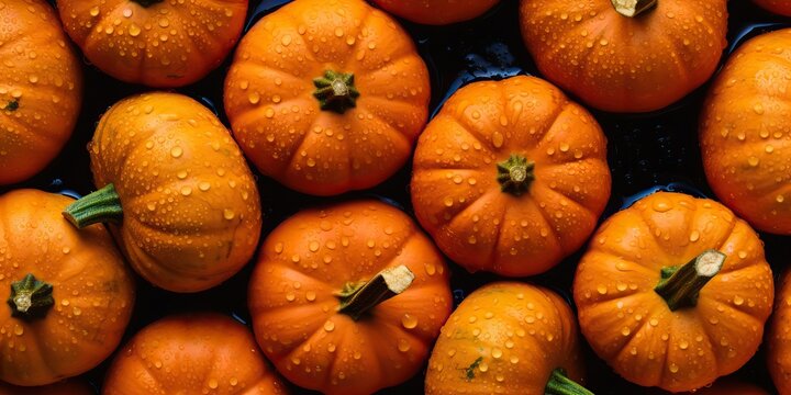 AI Generated. AI Generative. Yellow fresh small pumpkins. Halloween thanksgiving autumn october vegetable. Graphic Art