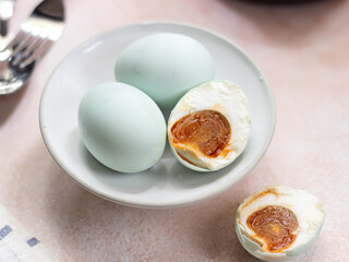 Telur Asin, Homemade Salted Egg, Made from Duck Egg and Coarse Salt with Traditional Method