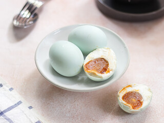 Telur Asin, Homemade Salted Egg, Made from Duck Egg and Coarse Salt with Traditional Method
