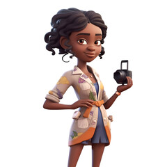 3D Render of an african american woman with a camera