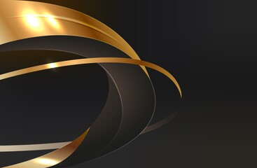 Abstract black and gold swirl lines background
