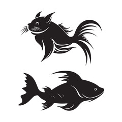 Catfish silhouette character vector illustration