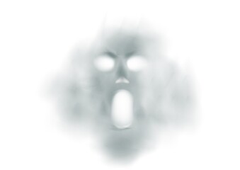 illustration of white ghost, phantom silhouette isolated on background.