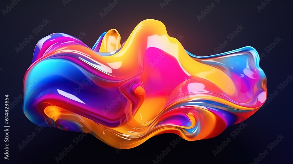 Poster 3d render abstract background. colorful twisted shapes in motion. generative ai