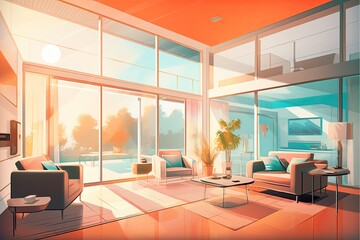 Living room in the morning - made with Generative Ai