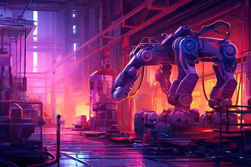 Futuristic automated manufacturing factory - made with Generative Ai