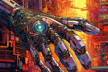 Robot hand in 80s style - made with Generative Ai