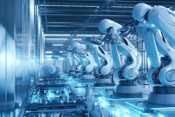  Futuristic automated manufacturing factory- made with Generative Ai