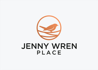 wren bird logo design vector silhouette illustration