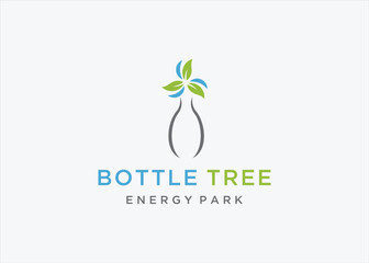 tree with bottle logo design vector silhouette illustration