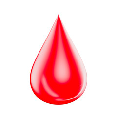 Obraz premium Blood drop isolated on a transparent background. Donation, examination, medical tests. 3D render