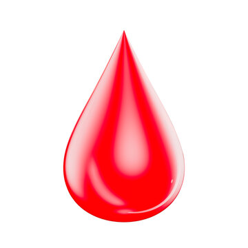 Blood drop isolated on a transparent background. Donation, examination, medical tests. 3D render