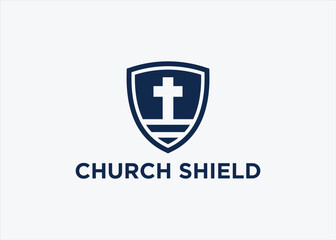 church shield logo design vector silhouette illustration