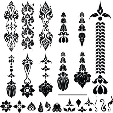 Thai art Motifs and Other Artistic Elements are Included in the Silhouettes for Decoration