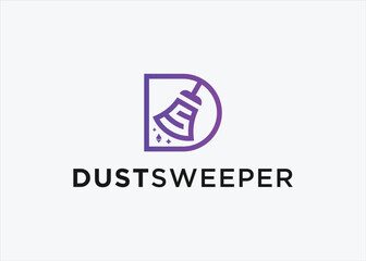 initial ds with cleaning broom logo design vector silhouette illustration