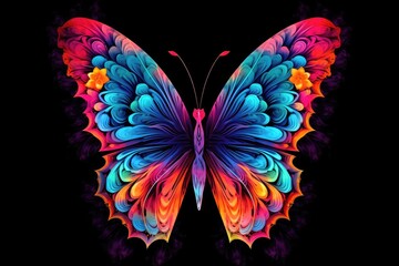 Obraz na płótnie Canvas Vibrant and mesmerizing butterfly. Its delicate wings are adorned with an array of vivid colors