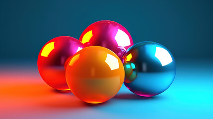 Different sizes of balls in pastel colors, illustration made with . Generative Ai