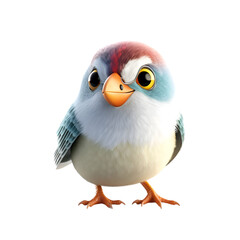 cute bird isolated on white background. 3d rendering. illustration
