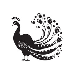 Peacock silhouette character with vector illustration