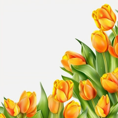 Obraz premium frame of yellow tulips over white background, copy space