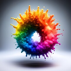 rainbow explosion over grey background. LGBTQ+ concept,created with AI generative tools