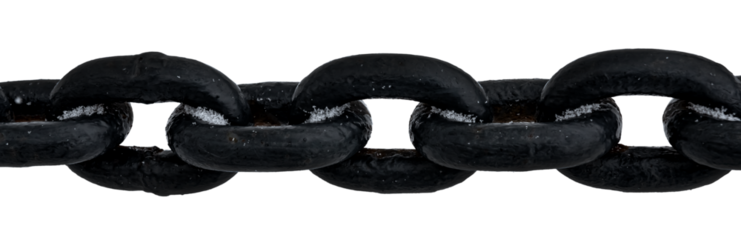 Rusty ship's chain on a white background in the snow. metal chain