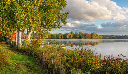 Fototapeta na wymiar Autumn stroll - Haley Pond at Rangeley - Maine