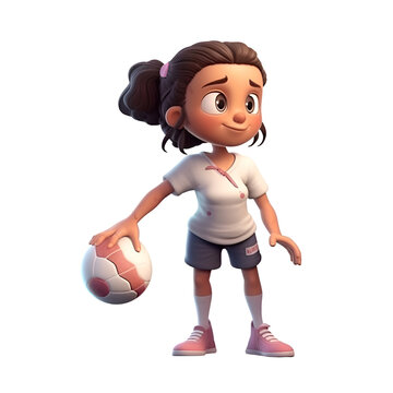 3D digital render of a cute little girl with a soccer ball