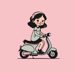 Fototapeta na wymiar scooter girl
