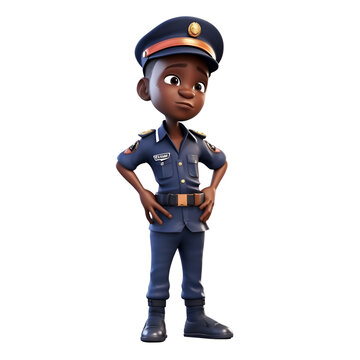 3D Render of an African American police officer isolated on white background