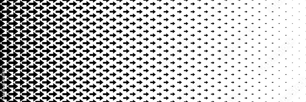 Poster horizontal black halftone of arrow design for pattern and background.
