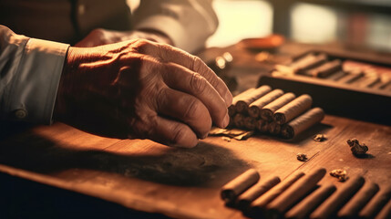 The old man's hand made a cigar
