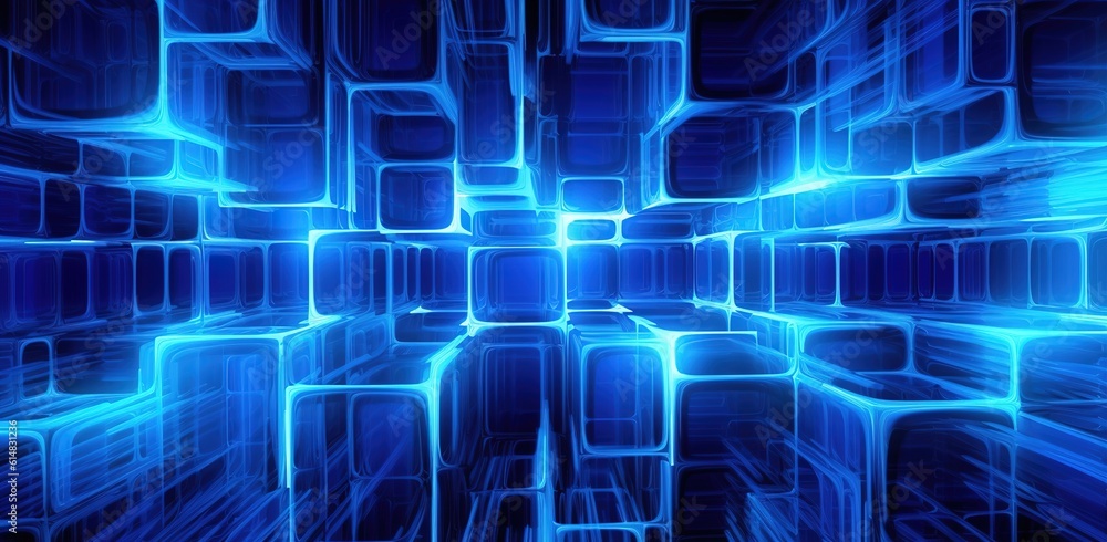 Poster abstract geometric background with blue 3d flying cubes. modern abstract business template with a bl