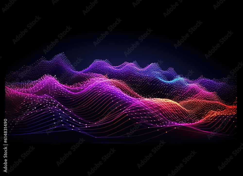 Aufkleber sound waves oscillating with the glow of light, abstract technology background