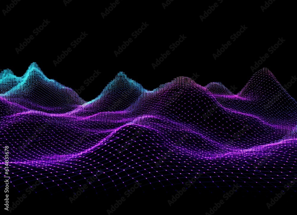 Poster sound waves oscillating with the glow of light, abstract technology background