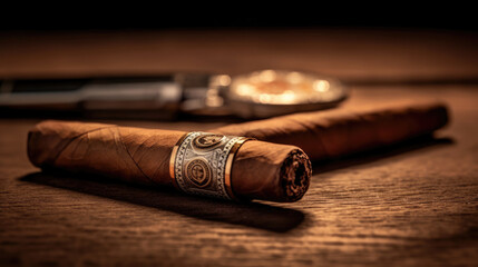 A photograph of a premium cigar