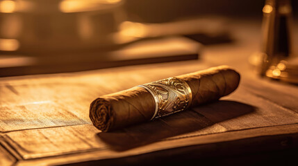 Fototapeta na wymiar A photograph of a premium cigar