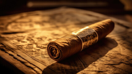 A photograph of a premium cigar