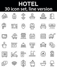 Hotel icon set. Outline icons collection.