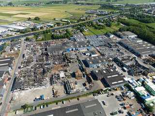 Aftermath of a large fire on a industrial complex in Ter Aar, The Netherlands on the 10th of june...