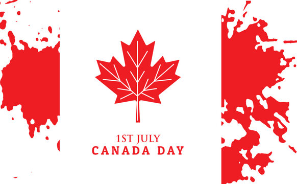 Red Happy Canada Day Design, Banner Template, July 1st Celebration,Red Happy Canada Day Design, Banner Template, July 1st