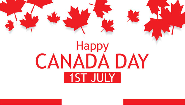 Red Happy Canada Day Design, Banner Template, Maple Leaf,Red Happy Canada Day Design, Banner Template, July 1st
