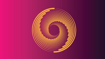 Abstract golden ring in violet background.