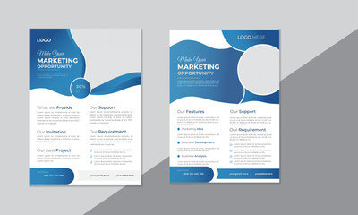 Corporate business, flyer or brochure template design set, abstract business flyer, vector template design or business poster template design.